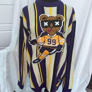 Anotwear Hokey Bear Striped Blue Yellow #98 Black Pike Size Large